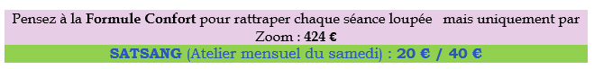 Tarifs zoom rattrapage et satsangs